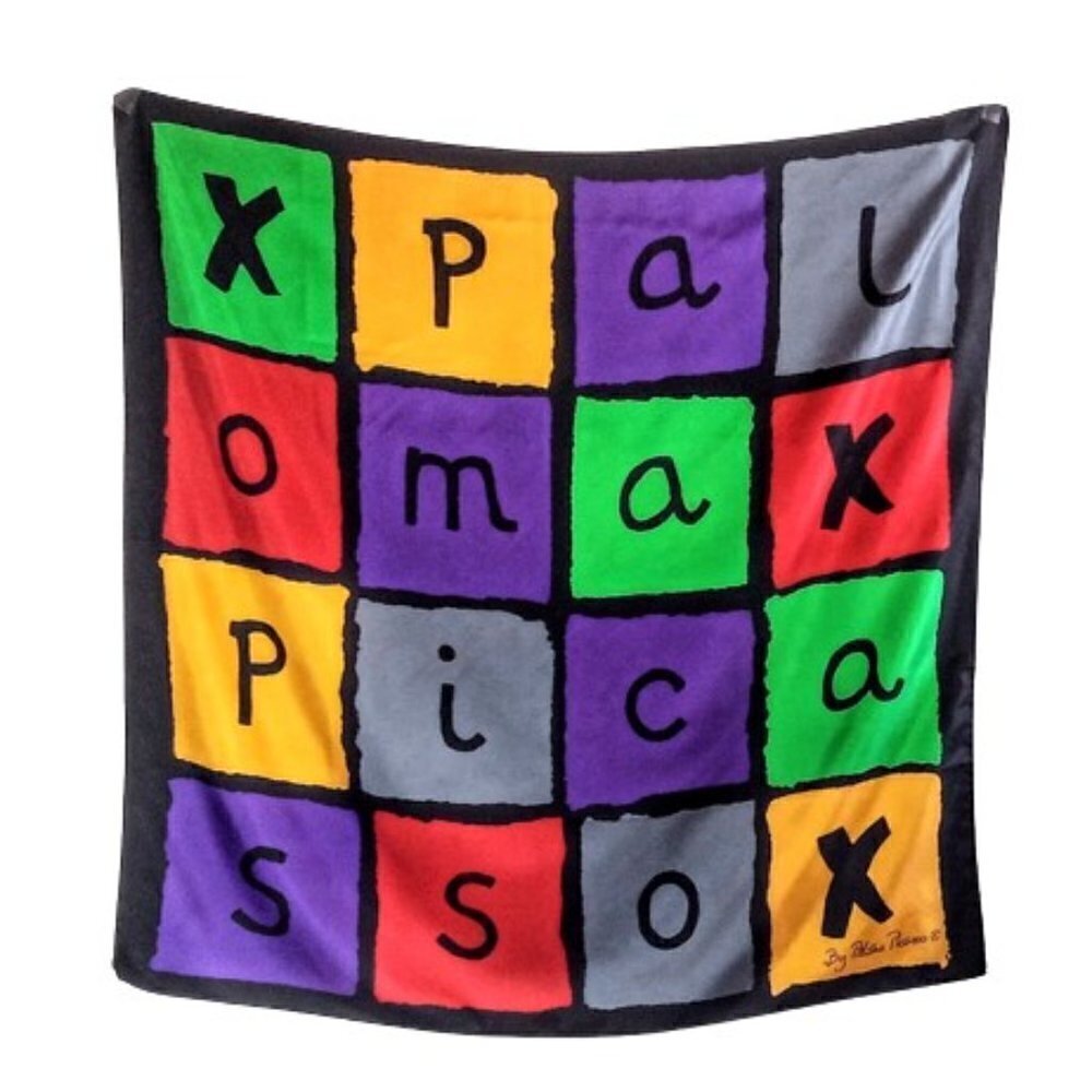 Vintage Paloma Picasso Color Block Square Silk Scarf